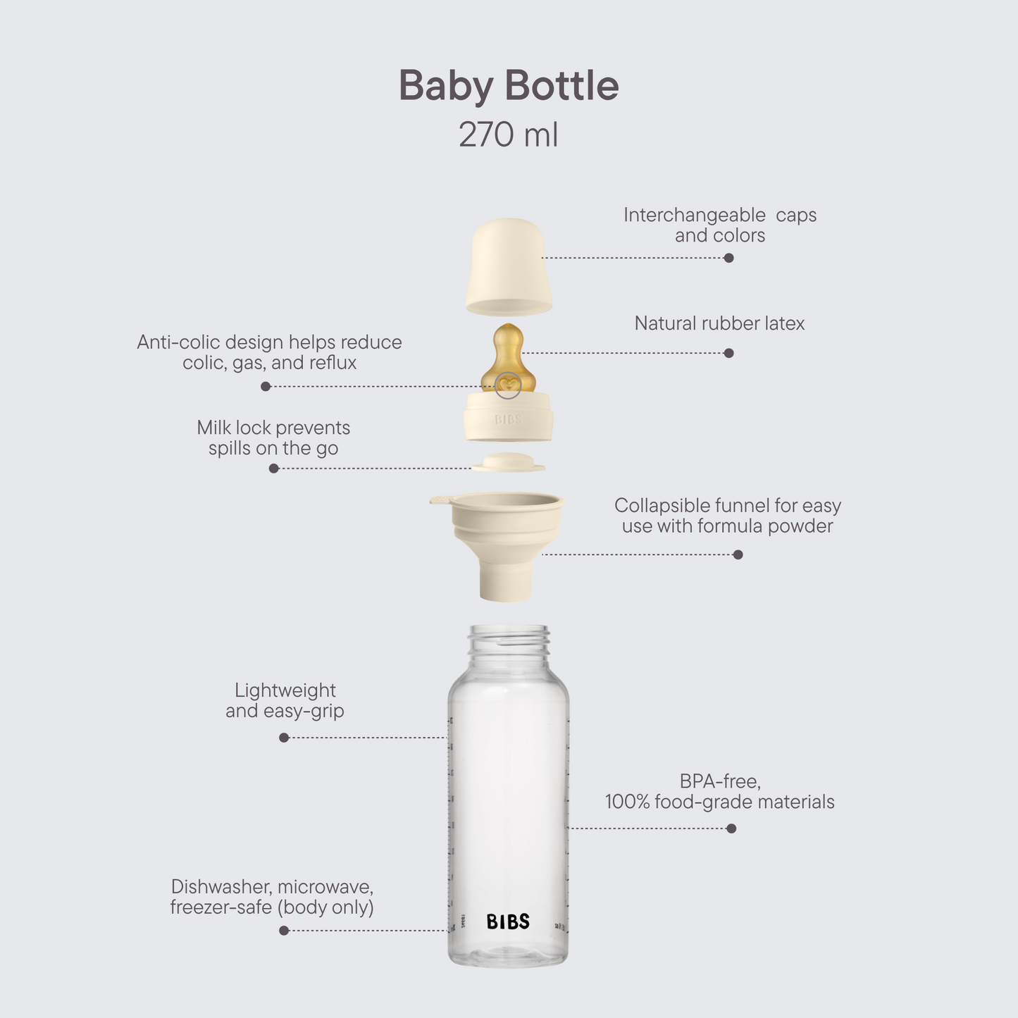 BIBS Baby Bottle 270ml Latex